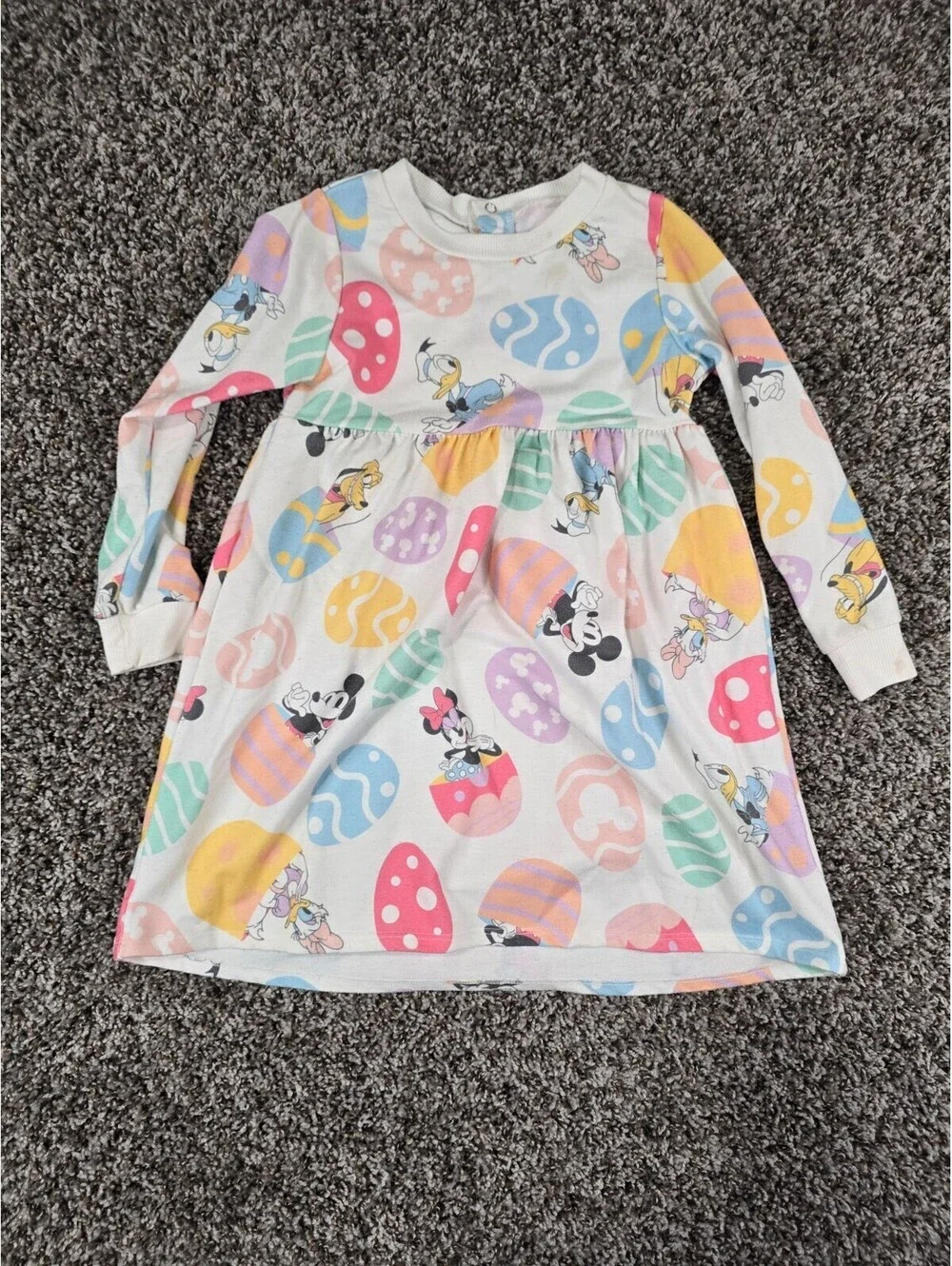 Disney Toddler Girl Sz 4T Knee Length Pastel Easter Egg Dress Mickey and Friends